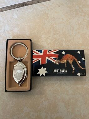 Australia Kangaroo Silver Keychain - Souvenir Gift